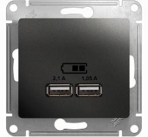 Розетка USB тип A+A без рамки Systeme Electric Glossa 2-м. 2100мА антрацит картинка